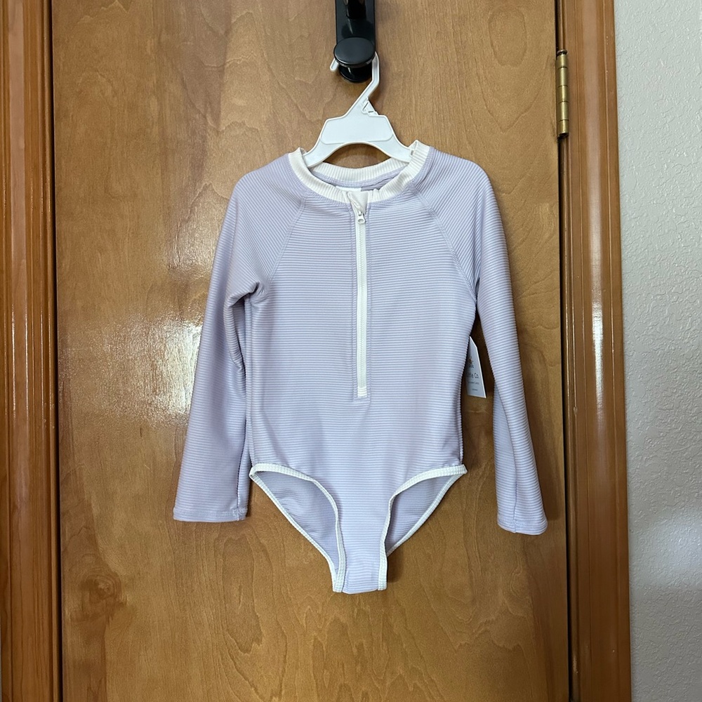 Lilac Long Sleeve Zip-Up UPF+40 Bodysuit Swimwear